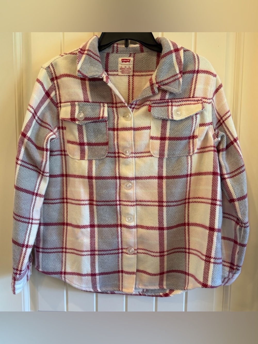 Levi's Cream Plaid Button-Down Shirt XL